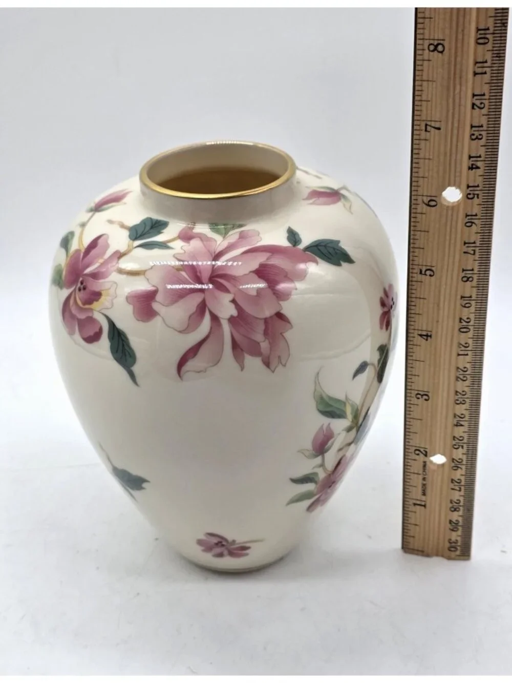 Lenox Small 6.25” Vase Barrington Collection Floral Pink Peonies Made in USA